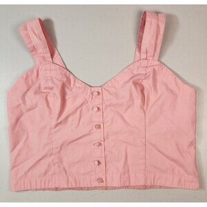 Abercrombie & Fitch Halter Tank Top Cropped Pink Smocked Back Women's Large